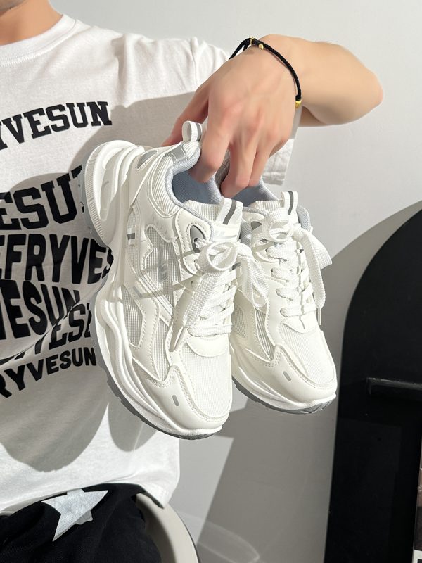 Unisex Versatile Mesh Breathable Dad Shoes - Soft Sole White Sneakers for Summer 2025 Sports Style