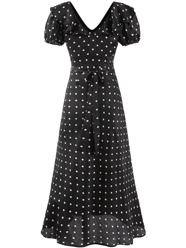 V-Neck Floral Maxi Dress for Women - Vintage 2025 Summer Vacation Style - Black - Elegant Anti-Aging Design