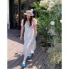 V-neck Lace Spliced Slit Dress for Women - Summer 2025 Unique Waist-Cinching Design, Trendy and Stylish