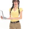 V-Neck Slim-Fit Short Sleeve T-Shirt - Flattering High-Elasticity Versatile Casual Top for Girls - American Style Fashion Essential