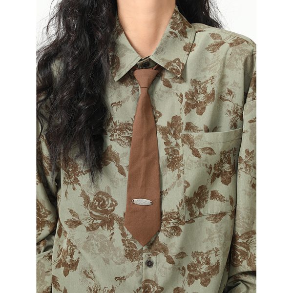 Versatile Brown Tie Melard Shirt - Portable Fashion Essential for Any Occasion, Perfect for Layering and Styling
