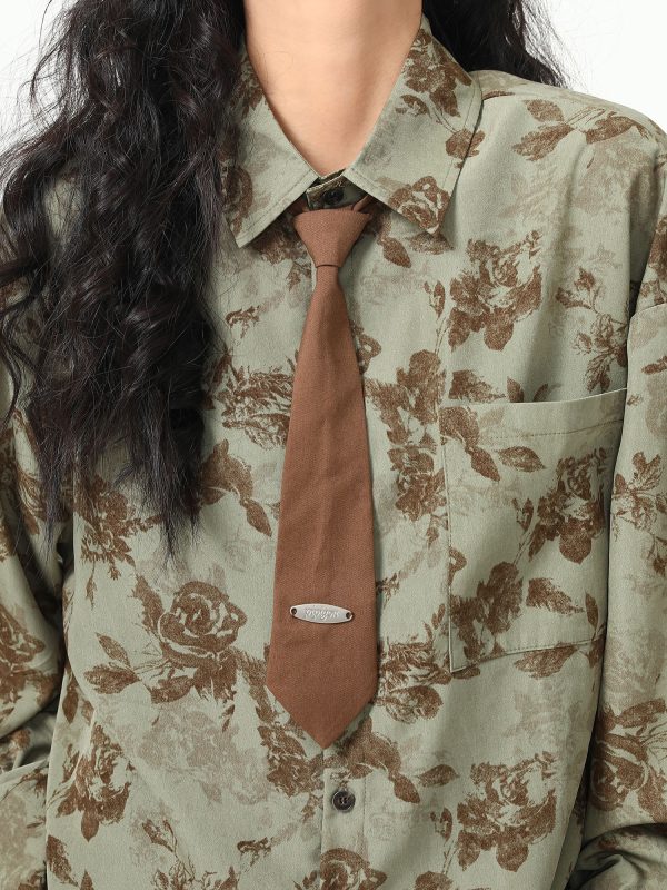 Versatile Brown Tie Melard Shirt - Portable Fashion Essential for Any Occasion, Perfect for Layering and Styling