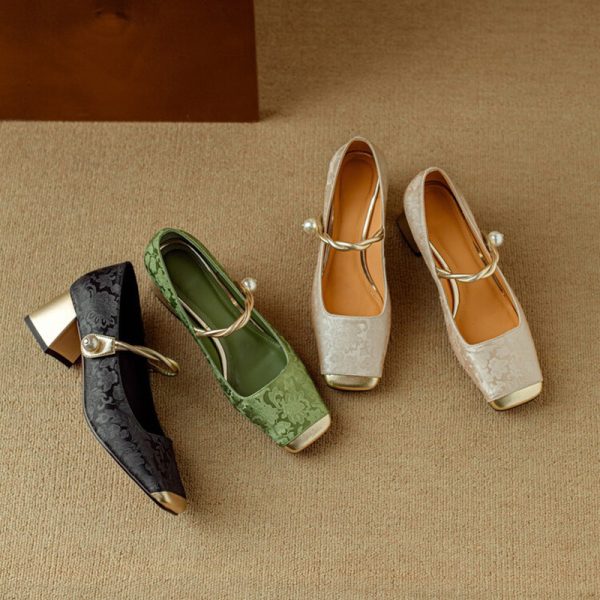 Versatile Italian Mary Jane High Heels for Women - National Wind Han Element, Square Toe, Shallow Mouth, Chic Style