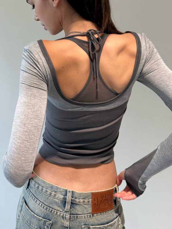 Versatile Layering T-Shirt with Three-Fabric Splicing â€“ Haute Couture Inspired Daily Wear for Chic Aesthetic