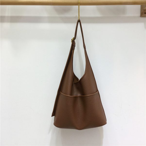 Versatile Soft Leather Tote Bag - Korean Style Fashionable Large Capacity Shoulder Bag for Moms & Kids