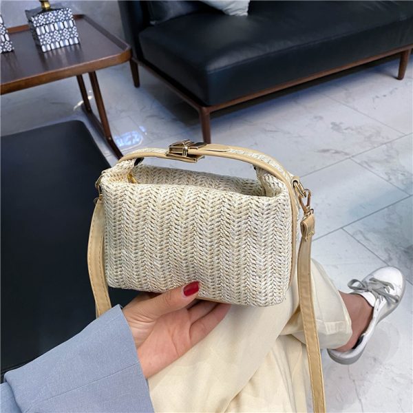 Versatile Straw Woven Small Square Bag for Women - Casual Handheld, Shoulder & Crossbody Style for Summer 2025
