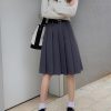 Versatile White High-Waisted Pleated A-Line Skirt for Women - Plus Size Mid-Length JK Style Over-the-Knee Half Skirt