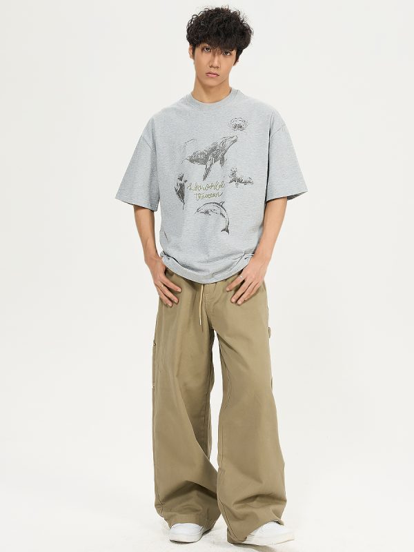 Vintage 2025 Heavyweight Printed Short-Sleeve T-Shirt for Men and Women - Loose Fit Pure Cotton Casual Tee