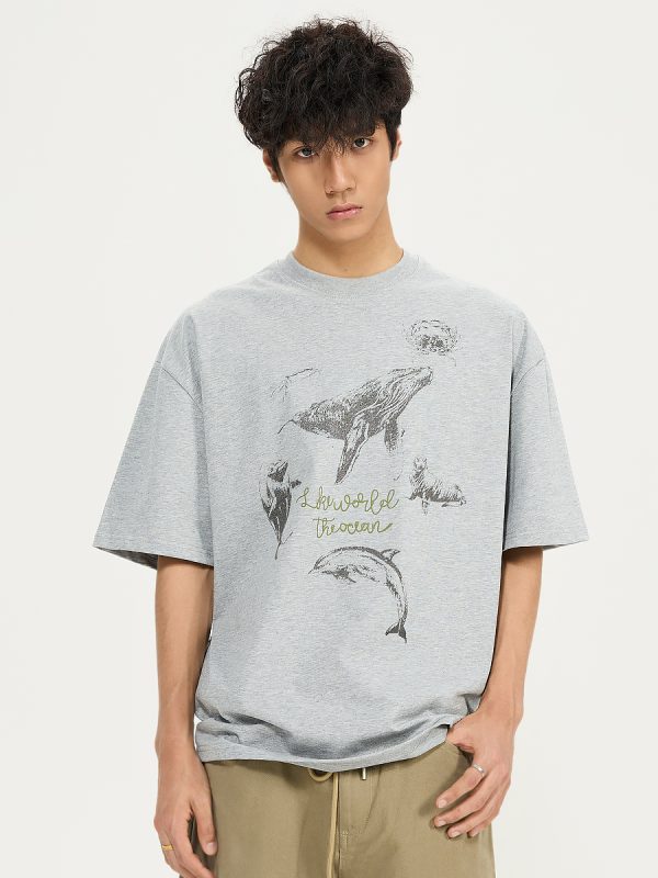 Vintage 2025 Heavyweight Printed Short-Sleeve T-Shirt for Men and Women - Loose Fit Pure Cotton Casual Tee