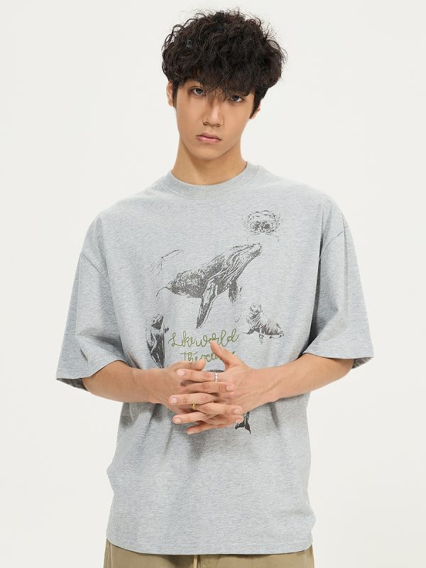 Vintage 2025 Heavyweight Printed Short-Sleeve T-Shirt for Men and Women - Loose Fit Pure Cotton Casual Tee
