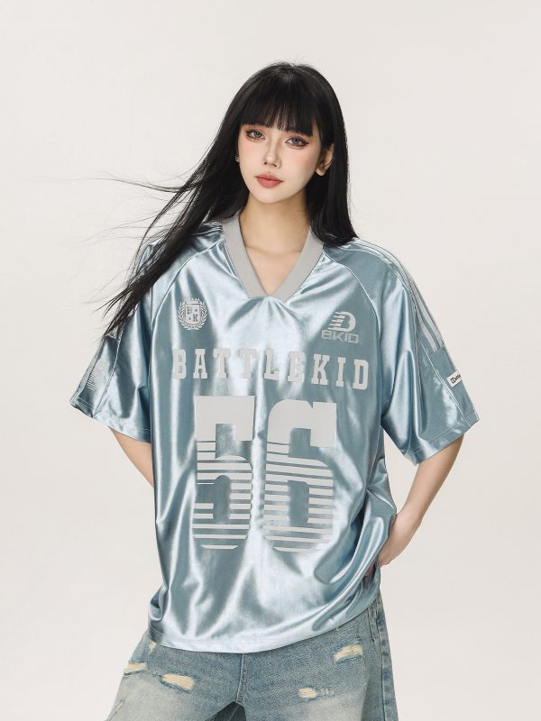 Vintage American Beer Team Captain Loose Short Sleeve T-Shirt for Women and Men - Trendy Summer Couple Jersey Top