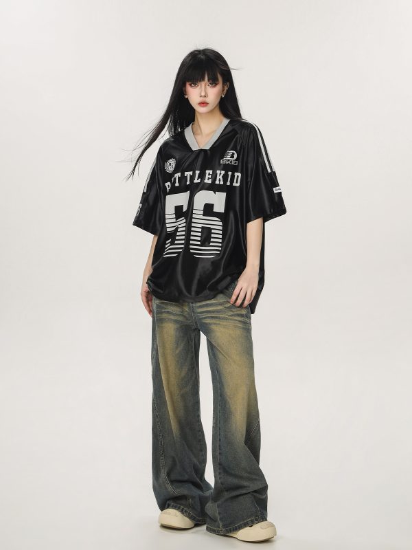 Vintage American Beer Team Captain Loose Short Sleeve T-Shirt for Women and Men - Trendy Summer Couple Jersey Top