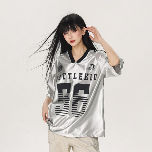 Vintage American Beer Team Captain Loose Short Sleeve T-Shirt for Women and Men - Trendy Summer Couple Jersey Top