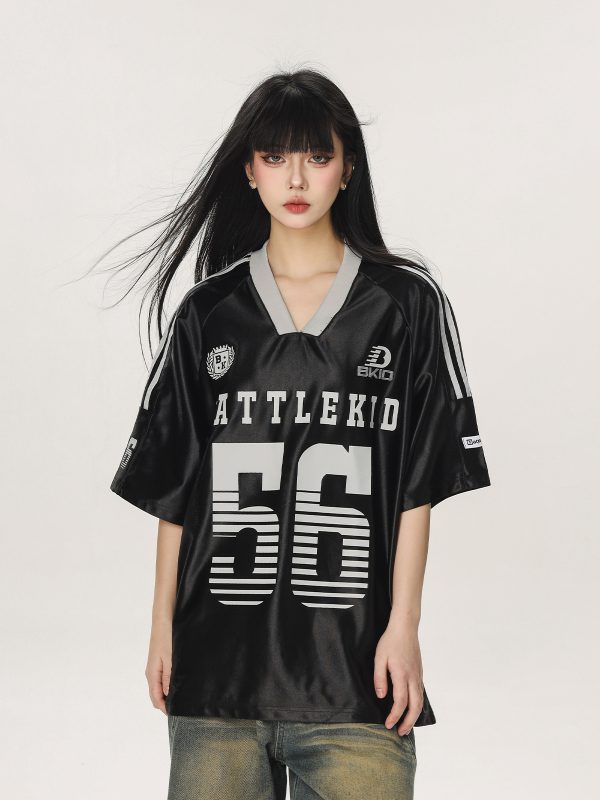 Vintage American Beer Team Captain Loose Short Sleeve T-Shirt for Women and Men - Trendy Summer Couple Jersey Top