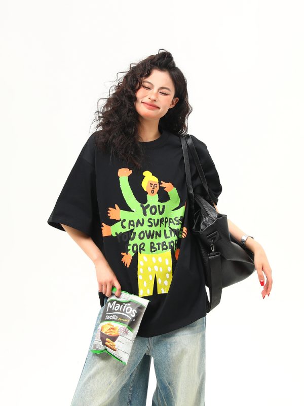 Vintage American Graphic Print Short Sleeve T-Shirt for Women - Trendy Summer Style, 90s Inspired Fashion Top