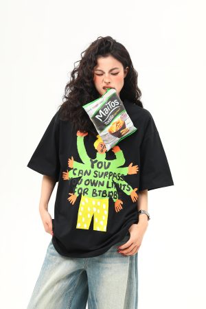 Vintage American Graphic Print Short Sleeve T-Shirt for Women - Trendy Summer Style, 90s Inspired Fashion Top