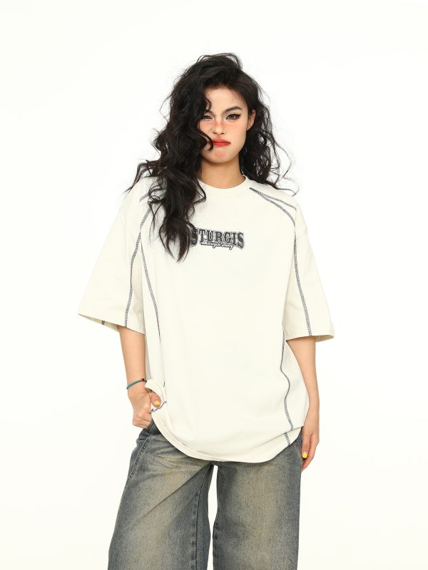 Vintage American High-End Unisex Loose Fit Short Sleeve T-Shirt - Versatile Couple Top for 90s and Y2K Style Enthusiasts