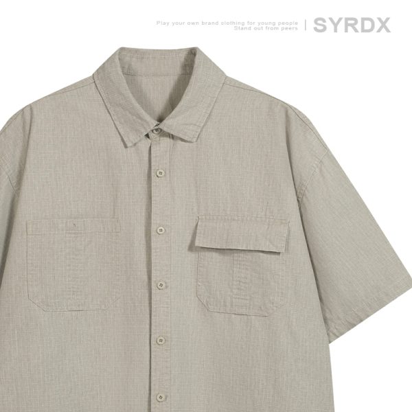 Vintage American Plaid Short-Sleeve Shirt for Men - Retro Workwear Style, Washed Summer Essential 2025