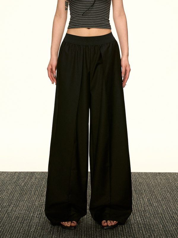 Vintage American-Style Loose Draped Wide-Leg Pleated Casual Pants for Women - Summer 2025 Fashion