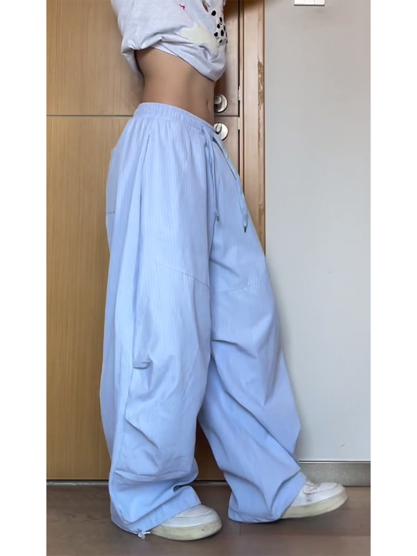 Vintage American-Style Striped Wide-Leg Work Pants for Women - Draped Loose Jazz Dance Casual Trousers, 2025 Fashion Trend