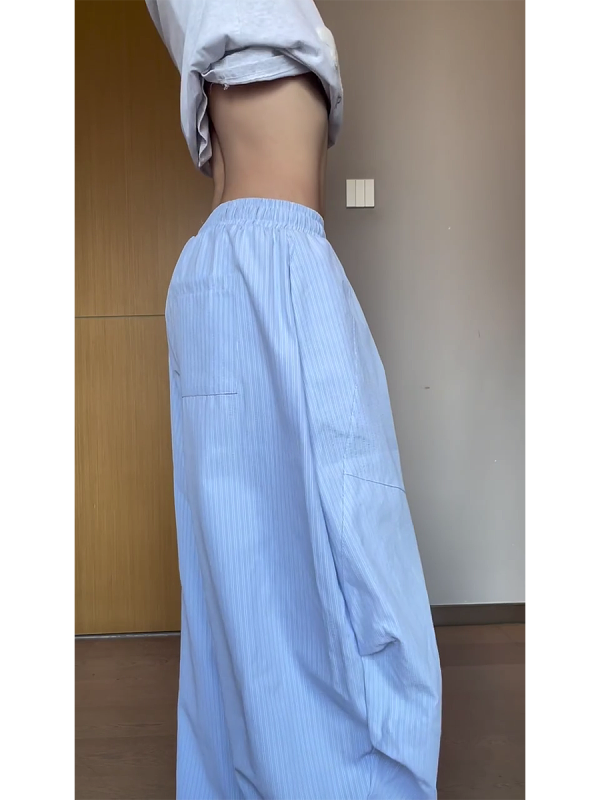 Vintage American-Style Striped Wide-Leg Work Pants for Women - Draped Loose Jazz Dance Casual Trousers, 2025 Fashion Trend