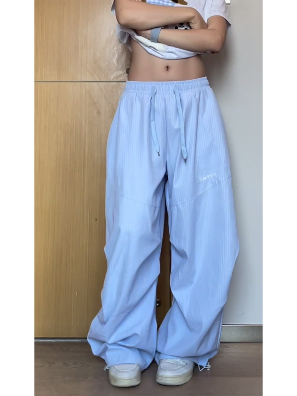 Vintage American-Style Striped Wide-Leg Work Pants for Women - Draped Loose Jazz Dance Casual Trousers, 2025 Fashion Trend