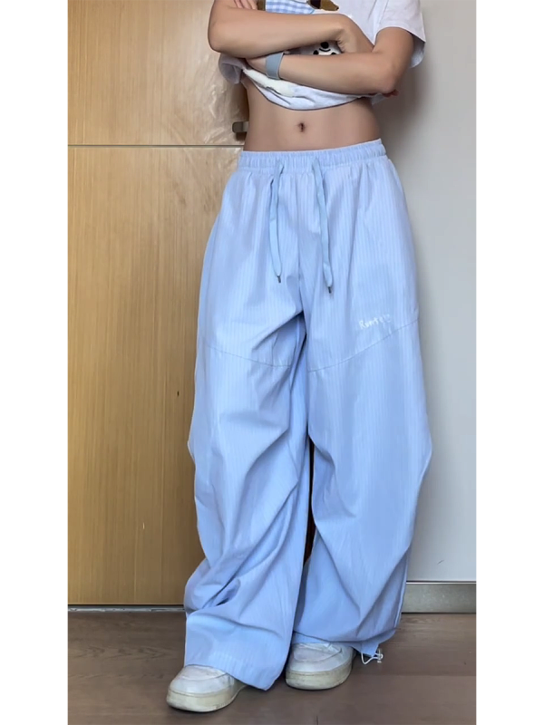 Vintage American-Style Striped Wide-Leg Work Pants for Women - Draped Loose Jazz Dance Casual Trousers, 2025 Fashion Trend