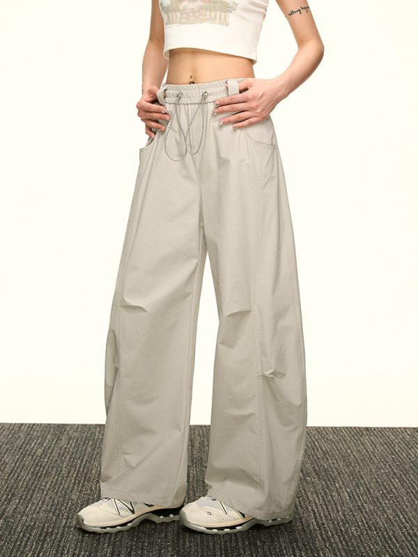 Vintage American-Style Wide-Leg Pleated Cargo Pants for Women - Casual Loose Fit for Summer 2025, Versatile Y2K Fashion