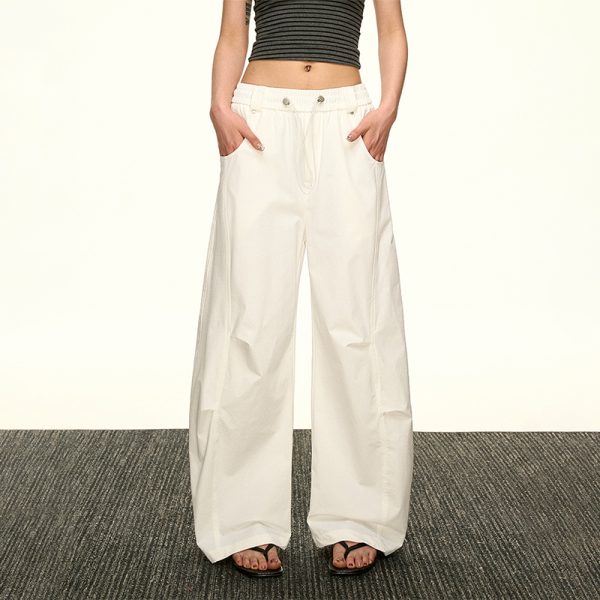 Vintage American-Style Wide-Leg Pleated Cargo Pants for Women - Casual Loose Fit for Summer 2025, Versatile Y2K Fashion