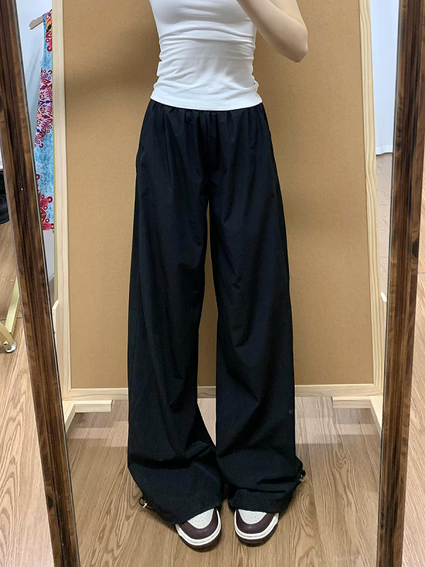 Vintage American-Style Wide-Leg Work Pants for Women - Thin, Loose Casual Summer Straight-Leg Sports Trousers