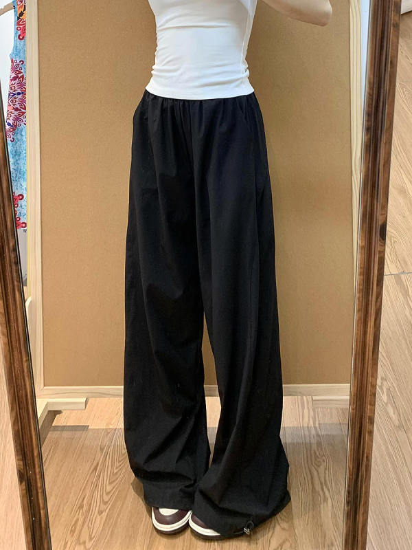 Vintage American-Style Wide-Leg Work Pants for Women - Thin, Loose Casual Summer Straight-Leg Sports Trousers