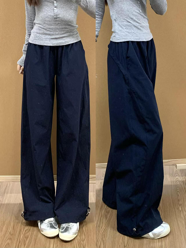 Vintage American-Style Wide-Leg Work Pants for Women - Thin, Loose Casual Summer Straight-Leg Sports Trousers