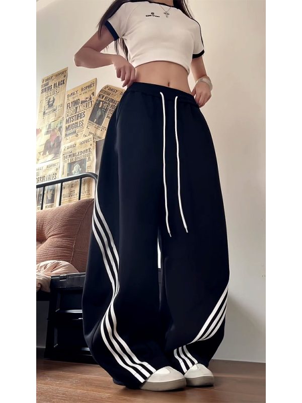 Vintage American Wide-Leg Work Pants, Loose Fit Draping Casual Sports Pants, Trendy Curved Blade Design, 90s Inspired Style