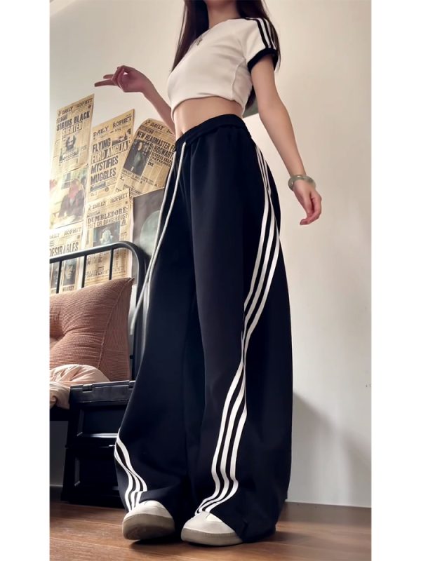 Vintage American Wide-Leg Work Pants, Loose Fit Draping Casual Sports Pants, Trendy Curved Blade Design, 90s Inspired Style