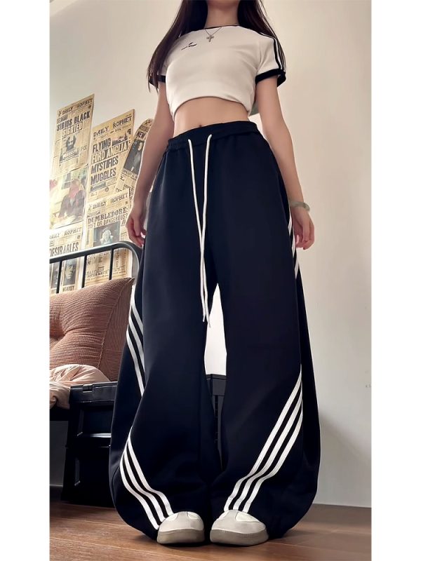 Vintage American Wide-Leg Work Pants, Loose Fit Draping Casual Sports Pants, Trendy Curved Blade Design, 90s Inspired Style