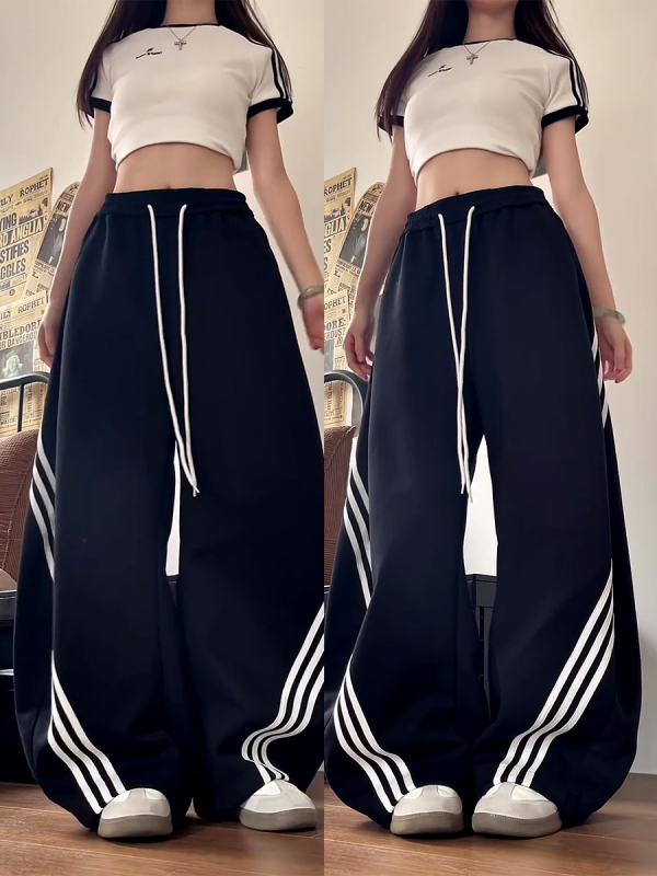 Vintage American Wide-Leg Work Pants, Loose Fit Draping Casual Sports Pants, Trendy Curved Blade Design, 90s Inspired Style