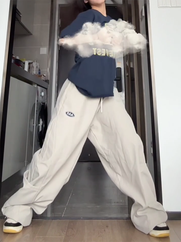 Vintage American Work Pants for Women - Loose Wide-Leg Hip Hop Jazz Dance Casual Sports Pants