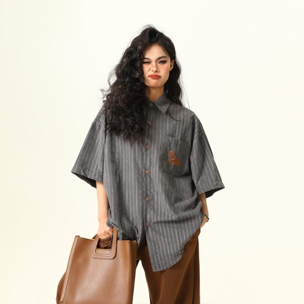 Vintage American Work Short Sleeve Shirt for Men and Women - Versatile Loose Fit Summer Casual Shirt