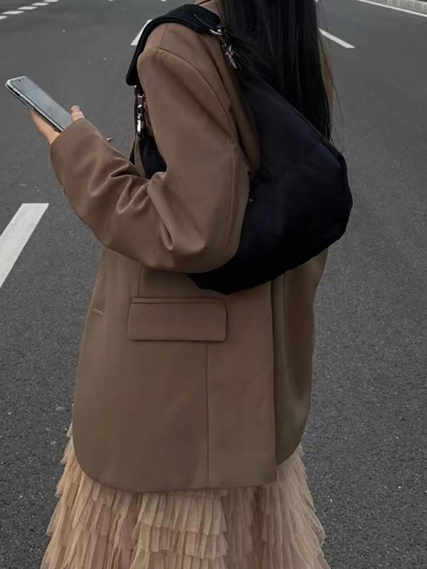 Vintage Black Crescent Tote Bag for Women - High-End Cloud Design Shoulder Bag, Chic Underarm Bag for 2023