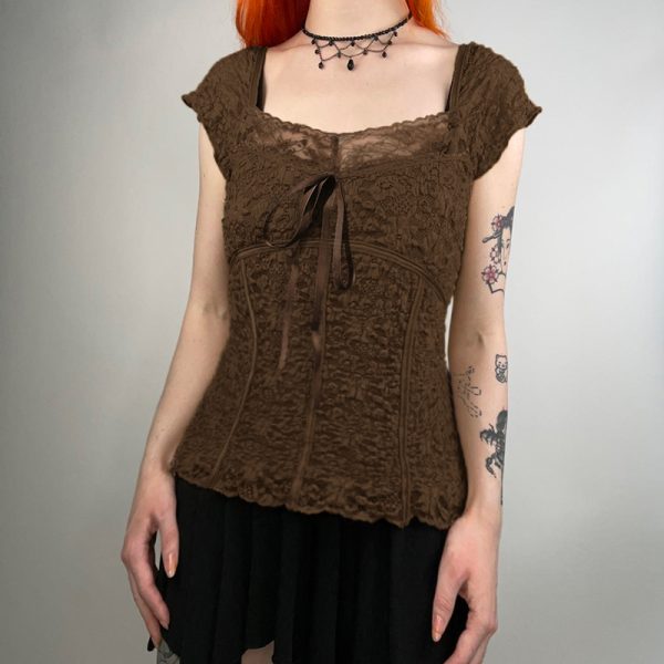 Vintage Brown Straight Retro Long Skirt for Women with Back Slit - Stylish Low Waist Design, Perfect for Y2K and 90s Fashion