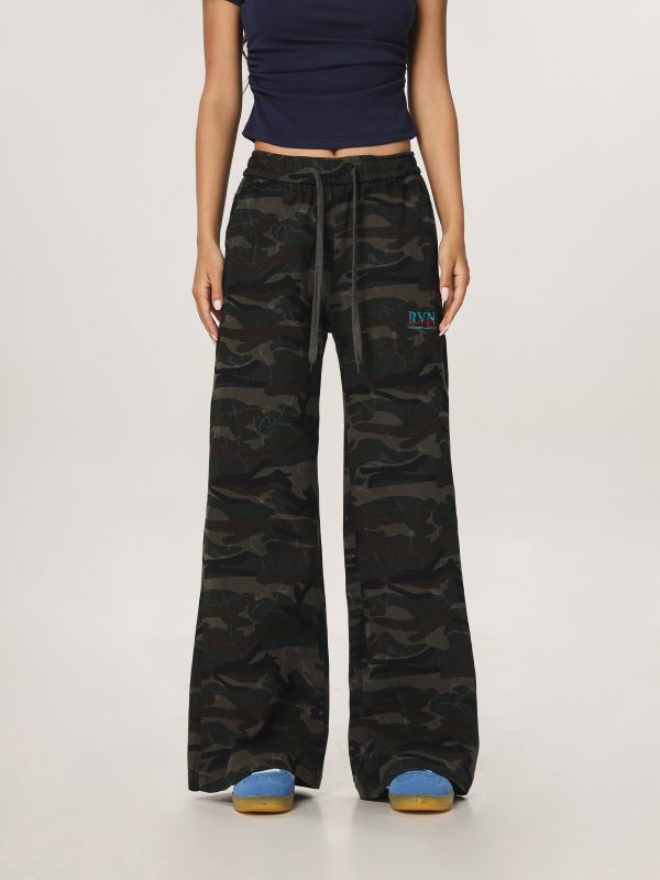 Vintage Camouflage Casual Pants for Men and Women - Straight Loose Slightly Flared Wide-Leg Workwear Inspired by American Sports