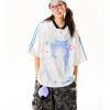 Vintage Cartoon Girl Jersey Short Sleeve T-Shirt for Women - Loose Fit V-Neck Top, Summer Casual Style