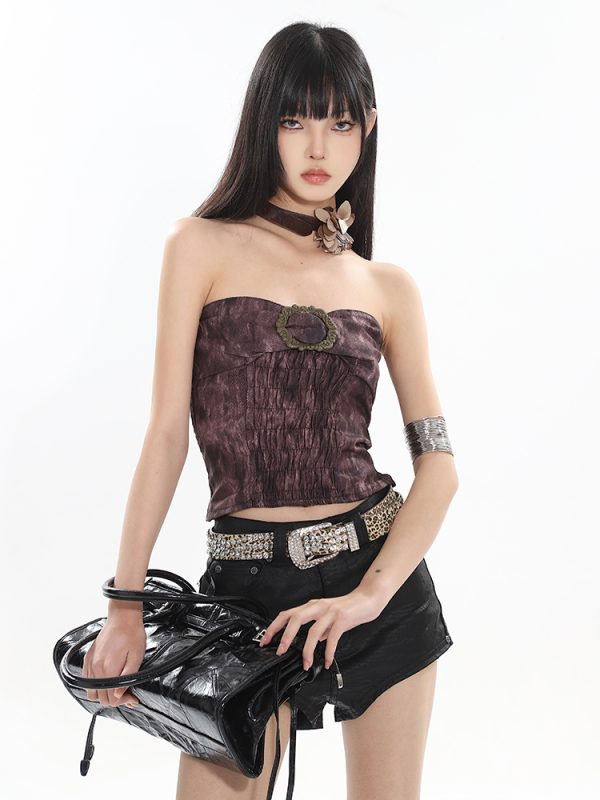 Vintage Chic Desert Tube Top for Women - 2024 Early Spring Y2K Style Sweet Cool Vest