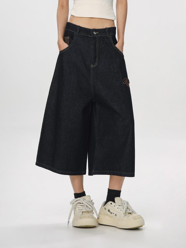 Vintage Cowboy Cropped Pants for Women - 2025 Summer Loose Straight Wide-Leg Trousers in American Style