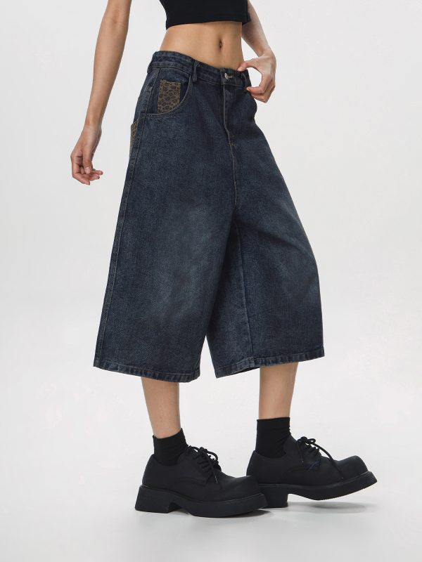 Vintage Cowboy Cropped Pants for Women - 2025 Summer Loose Straight Wide-Leg Trousers in American Style