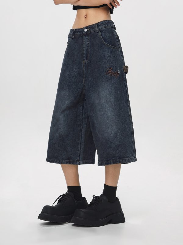 Vintage Cowboy Cropped Pants for Women - 2025 Summer Loose Straight Wide-Leg Trousers in American Style