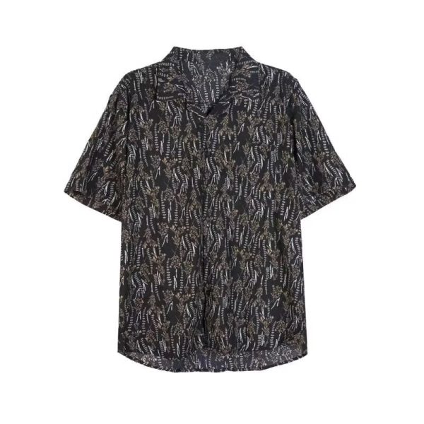 Vintage Cuban Collar Short Sleeve Shirt for Men and Women, Retro Floral Summer Beach Shirt, Japanese Style, Loose Fit