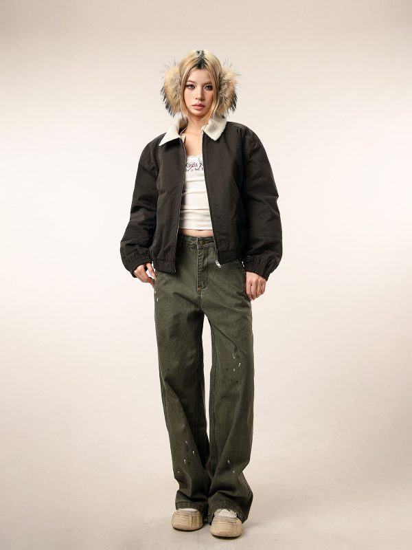 Vintage Distressed Straight Leg Work Pants for Women - Flared Casual Slim Fit Trousers for Men - Retro Beer Captain Style