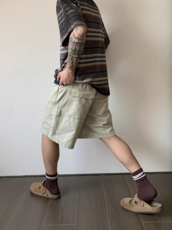 Vintage Distressed Work Shorts with Large Pockets for Men and Women - Summer High Street Casual Five-Point Versatile Style