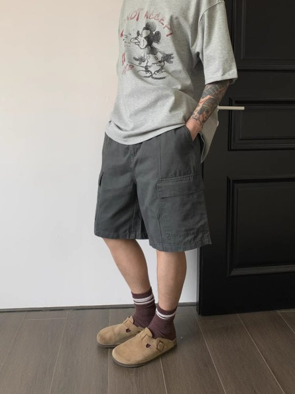 Vintage Distressed Work Shorts with Large Pockets for Men and Women - Summer High Street Casual Five-Point Versatile Style